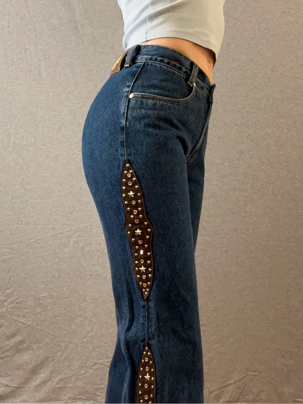 Lawman Western - Women's Jeans with Studded Brown Accent